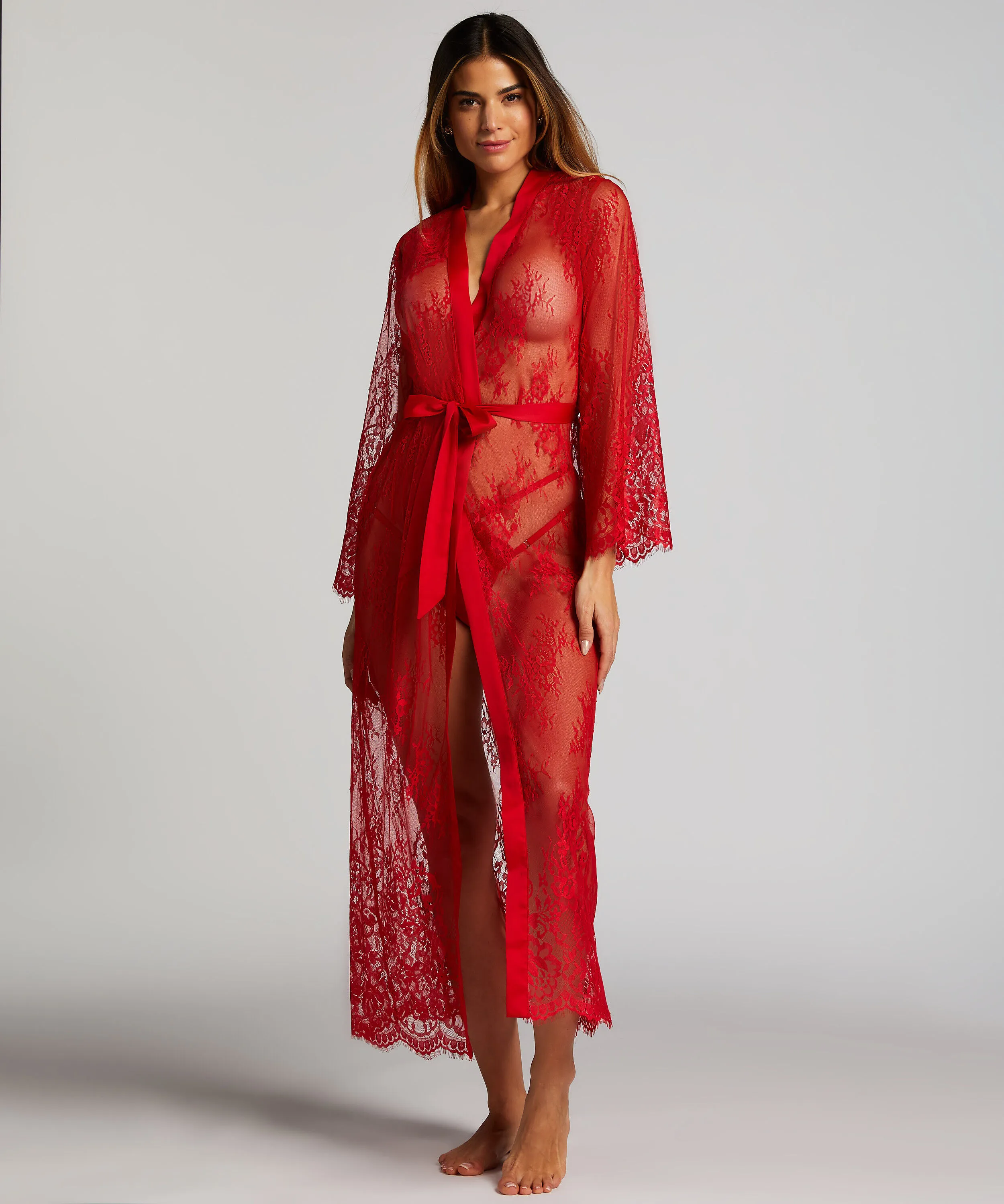 KIMONO ALLOVER LACE  ROJO