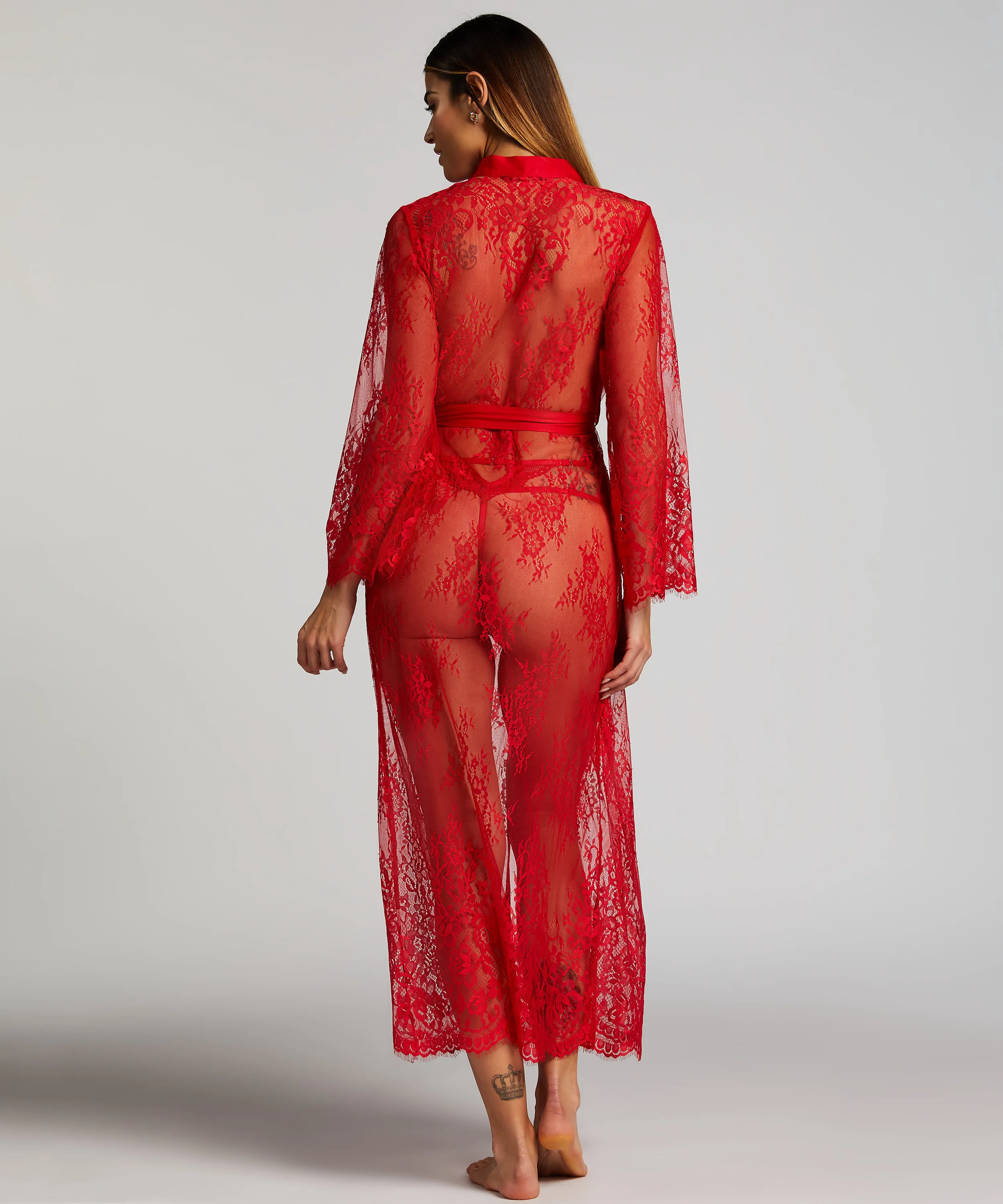 KIMONO ALLOVER LACE  ROJO