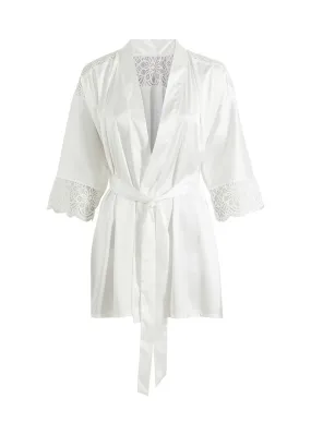 Kimono de satén Blanco lana