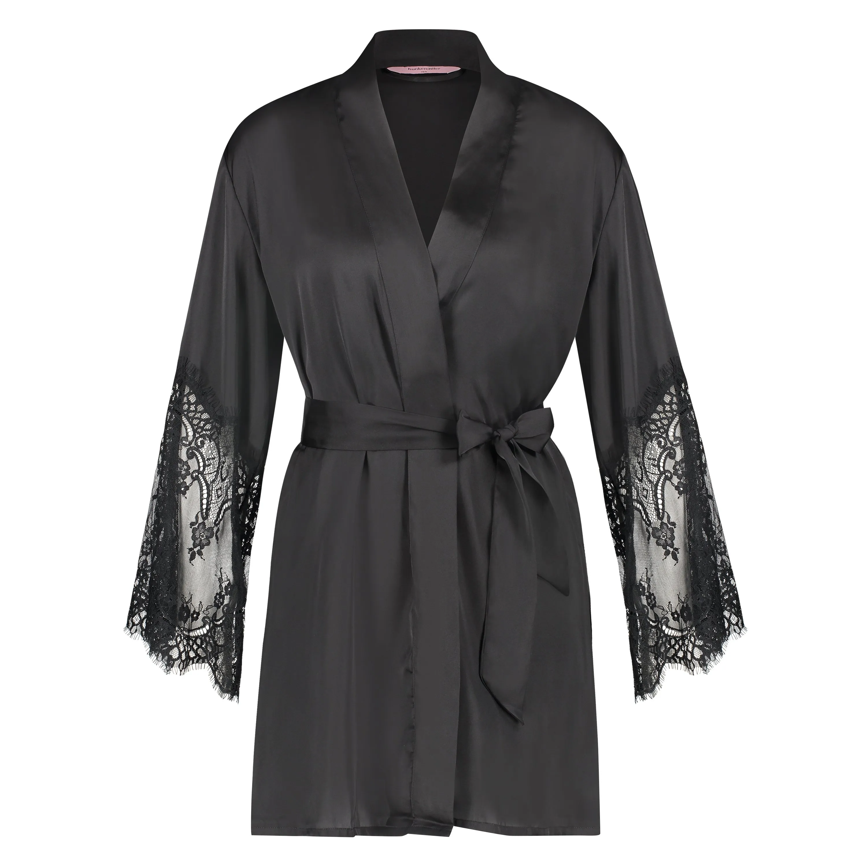 KIMONO LACE SATIN  NEGRO