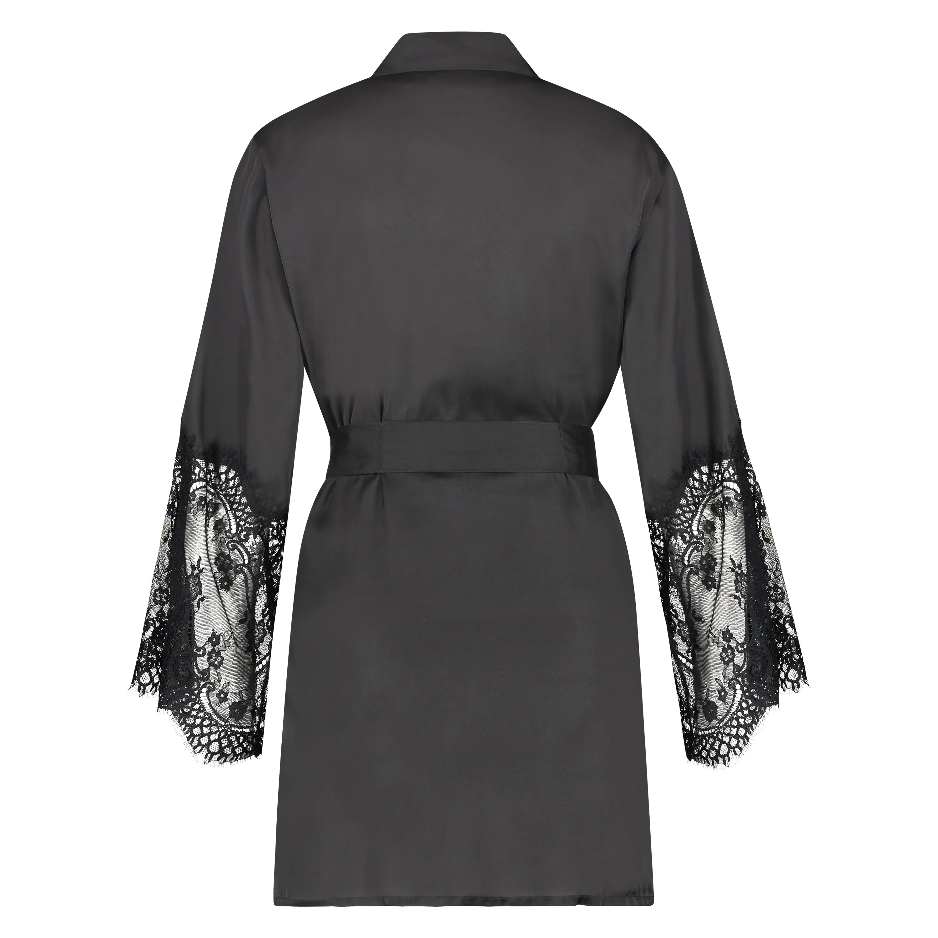 KIMONO LACE SATIN  NEGRO