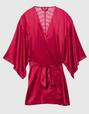 La Senza Satin Kimono with Lace Back