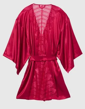 La Senza Satin Kimono with Lace Back