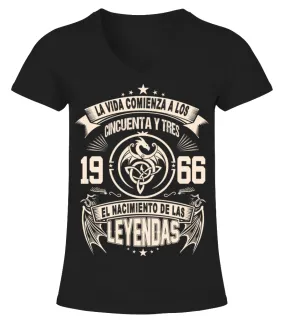 La vida comienza a los cincuenta y tres 1966 el nacimiento de leyendas Camiseta cuello pico Mujer