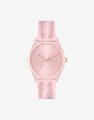 Lacoste Reloj Crocodelle de silicona rosa con tres manecillas