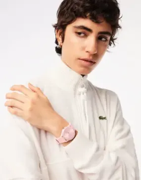 Lacoste Reloj Crocodelle de silicona rosa con tres manecillas