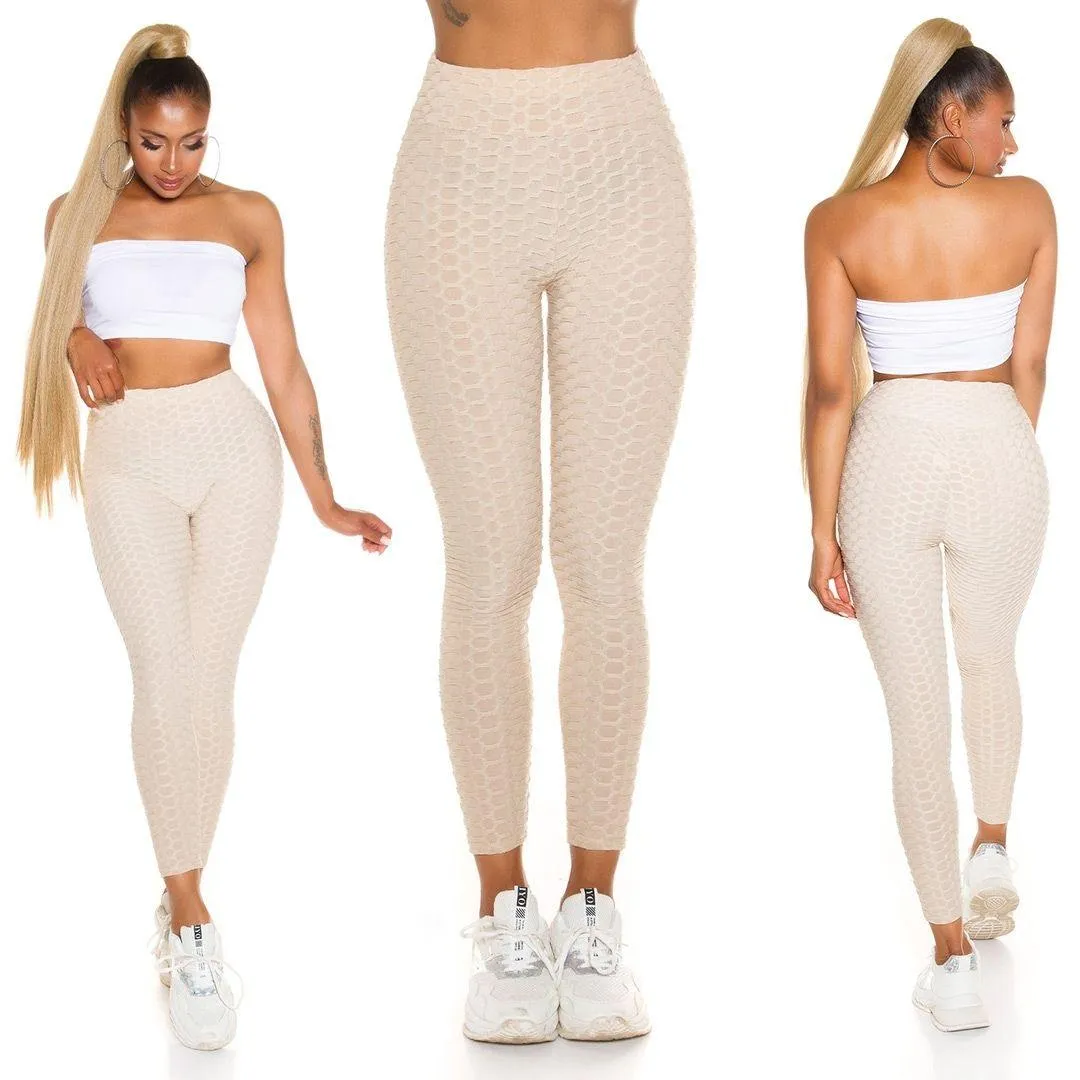 Leggings beige texturizados