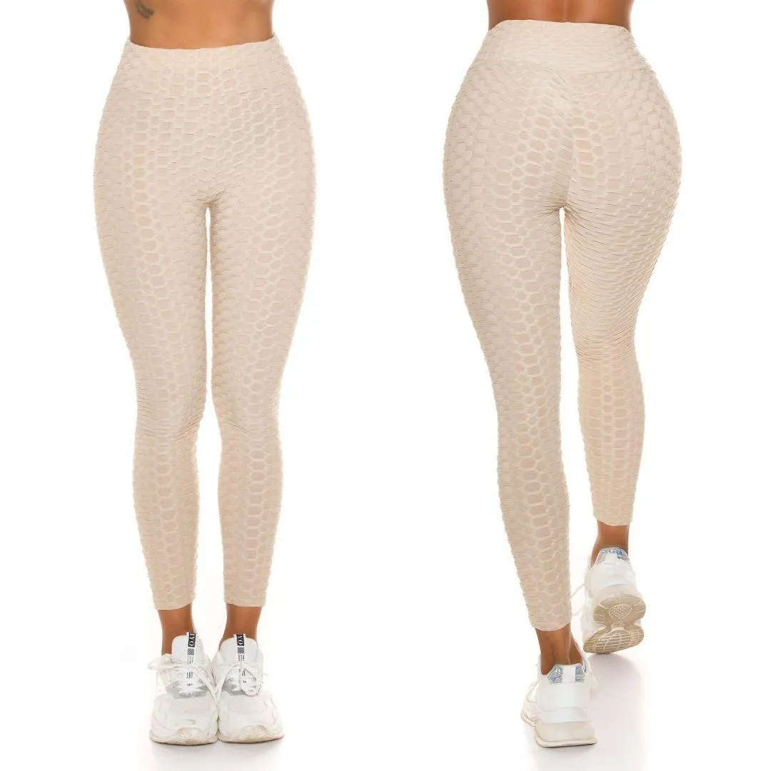 Leggings beige texturizados