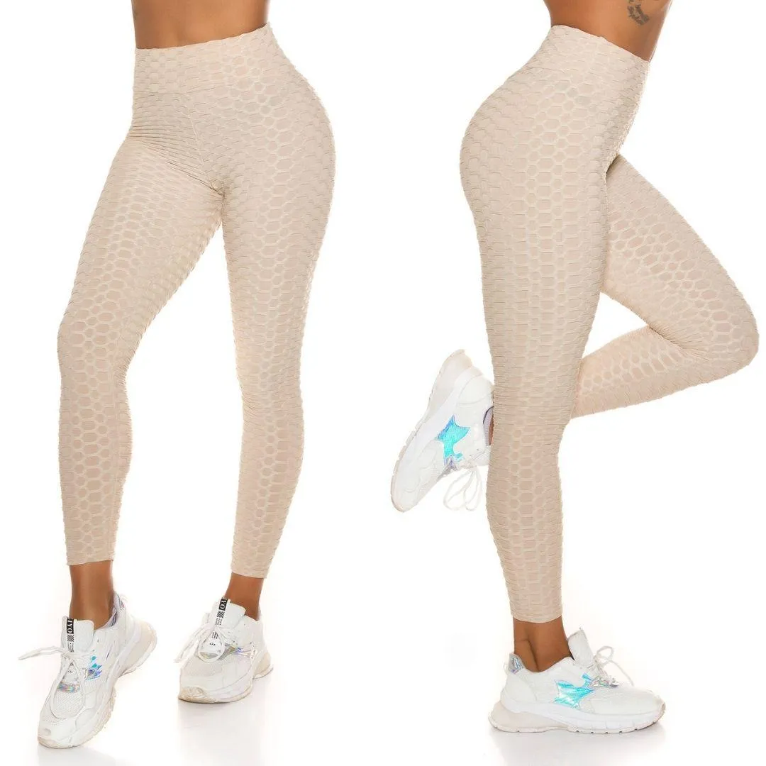 Leggings beige texturizados