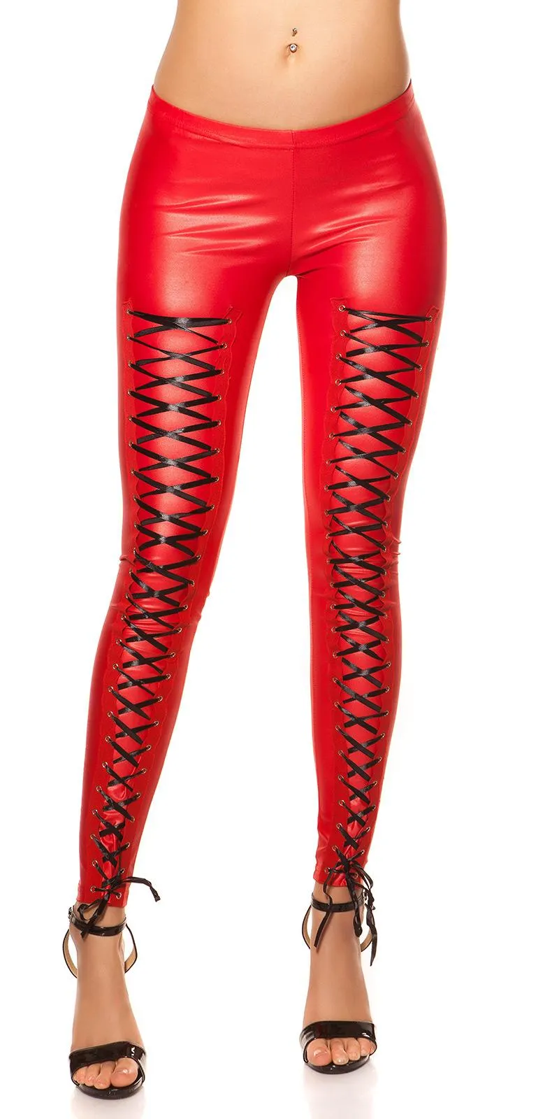 Leggings rojo con lazos al frente