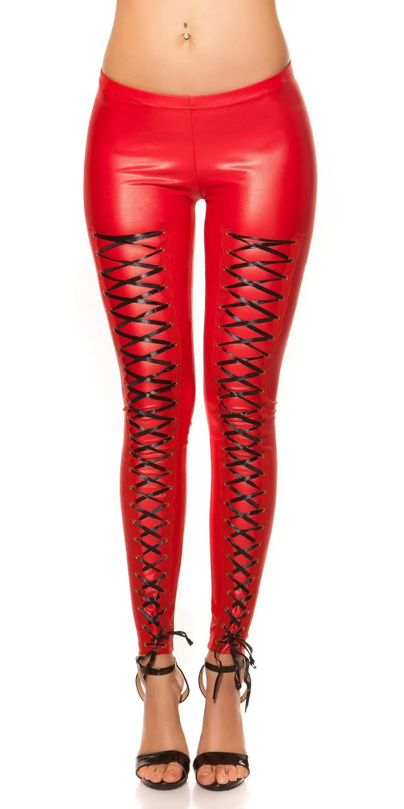 Leggings rojo con lazos al frente