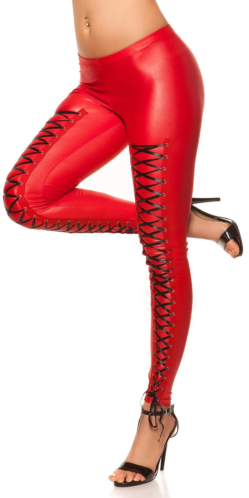 Leggings rojo con lazos al frente