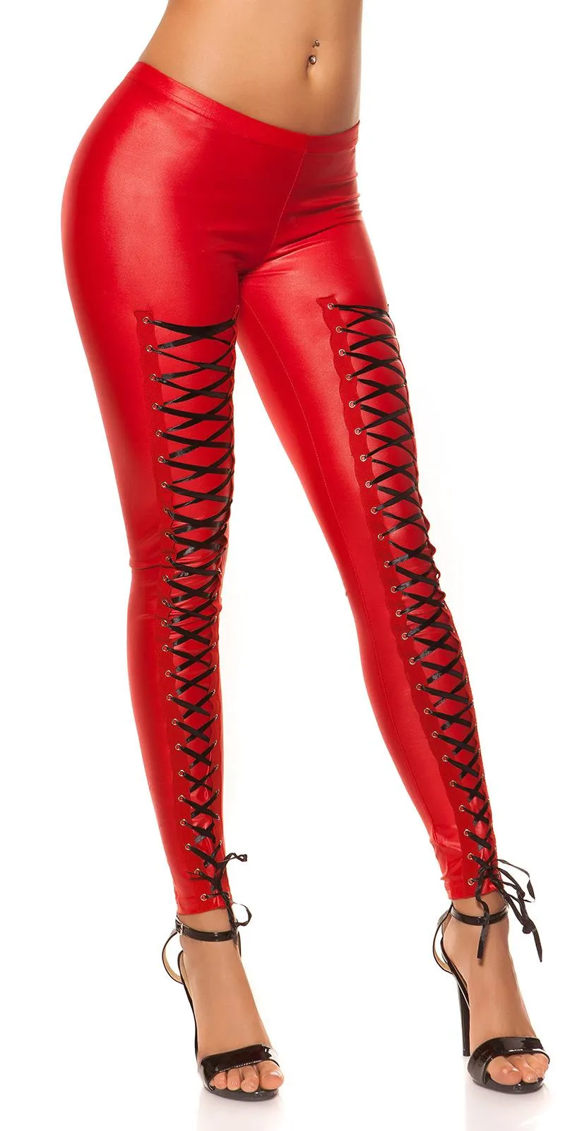 Leggings rojo con lazos al frente