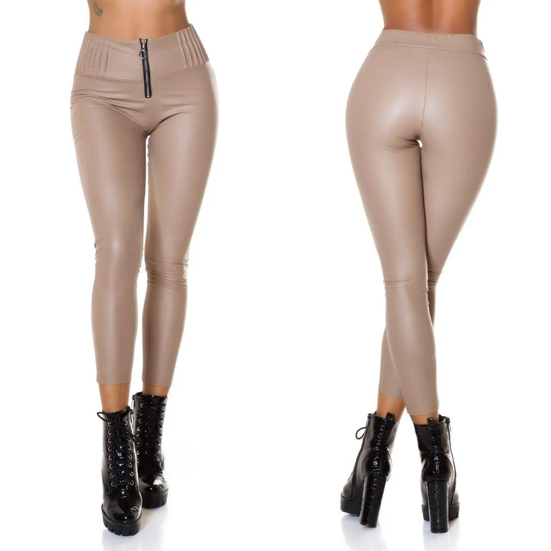 Leggings térmicos look cuero capuchino