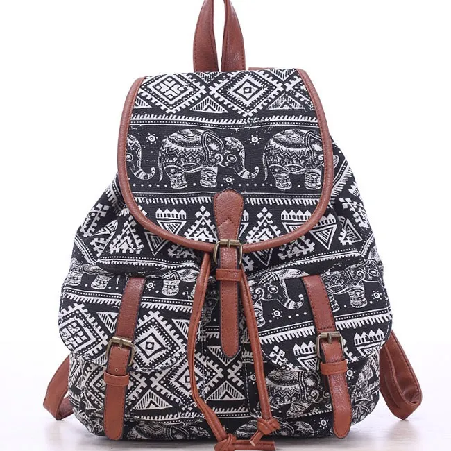 Leisure Elephant School Rucksack For Girl Totem Canvas Bag College Backpack