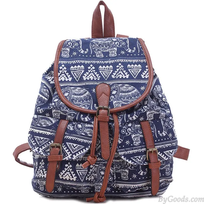 Leisure Elephant School Rucksack For Girl Totem Canvas Bag College Backpack