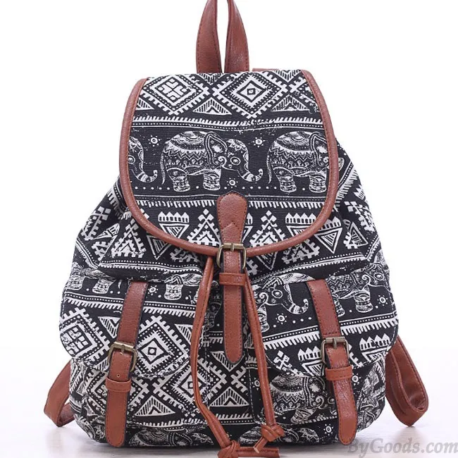 Leisure Elephant School Rucksack For Girl Totem Canvas Bag College Backpack