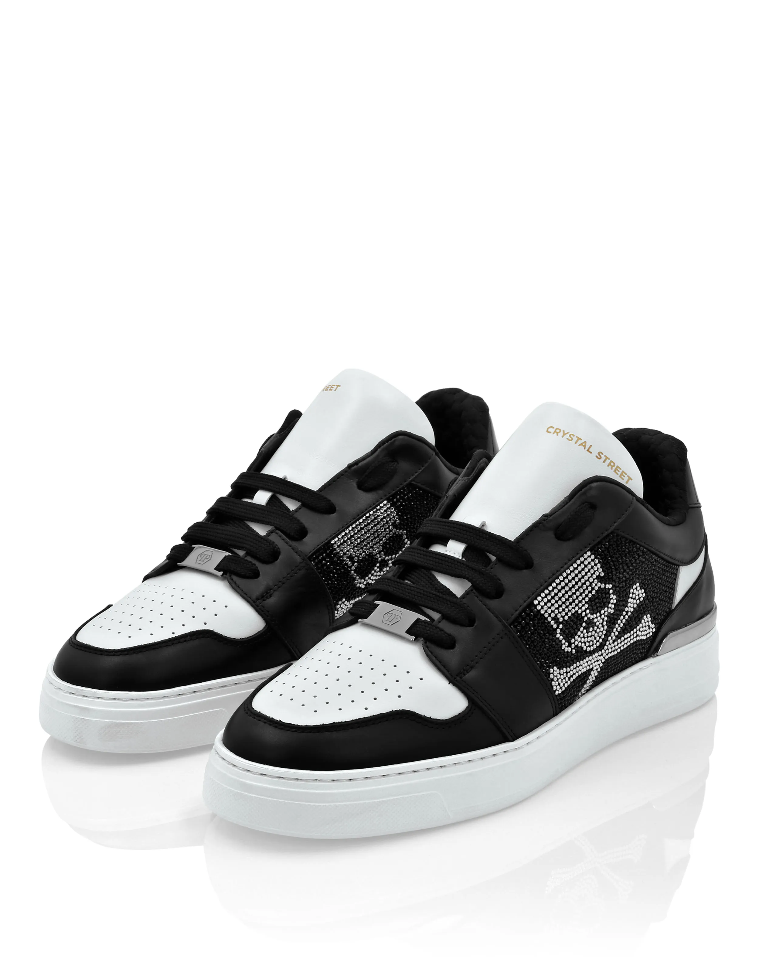 LOTOP CRYSTAL LEATHER SNEAKERS SKULL&BONES