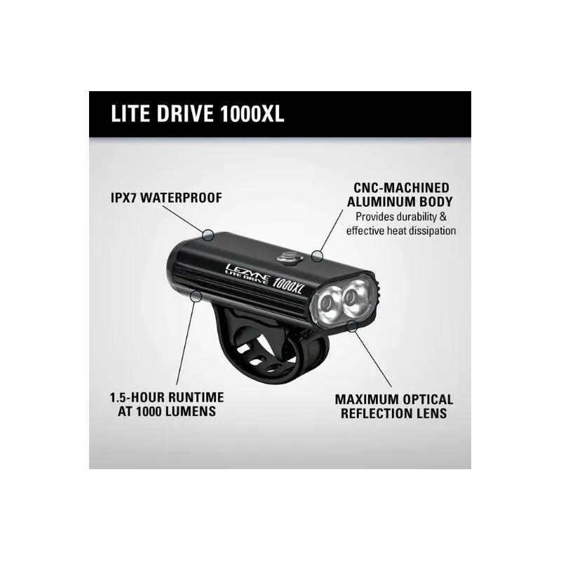 Luz para bicicleta Lezyne LITE DRIVE 1000XL (NEGRO MATE)