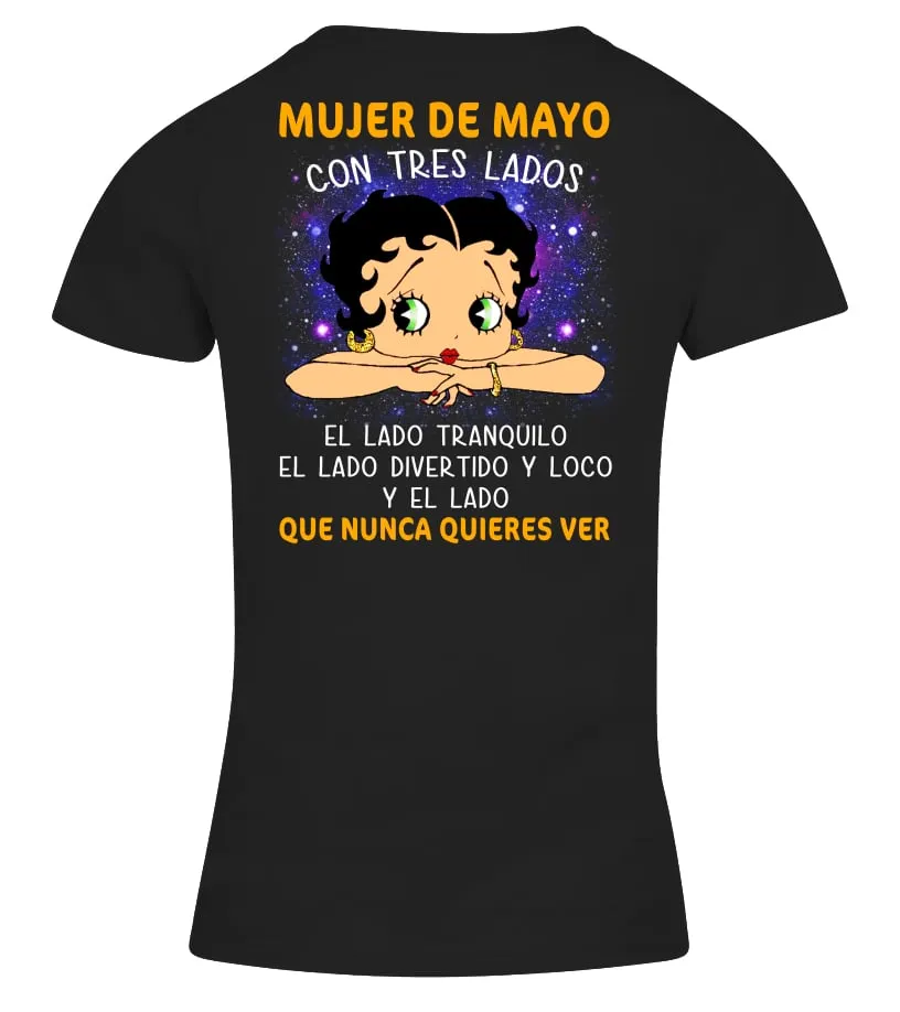 Mujer de Mayo con tres lados 25 Camiseta cuello pico Mujer