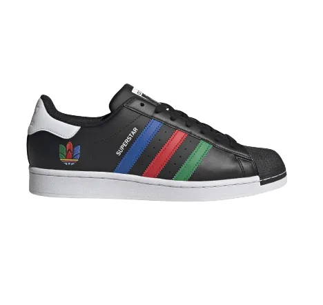 N372O Adidas Men's Superstar Shoes - Core Black / Green / Cloud White concha