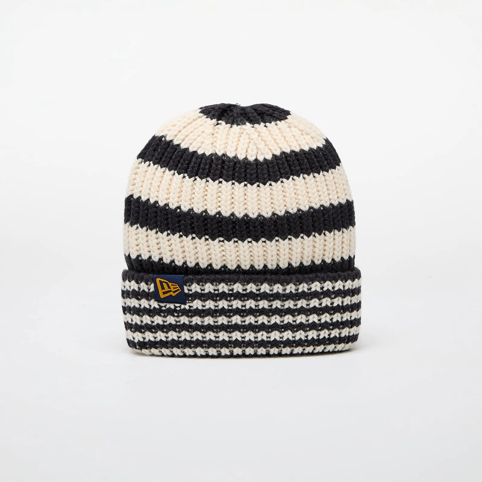 New Era Knit Medium Stripe Beanie Navy/ Light Cream Universal