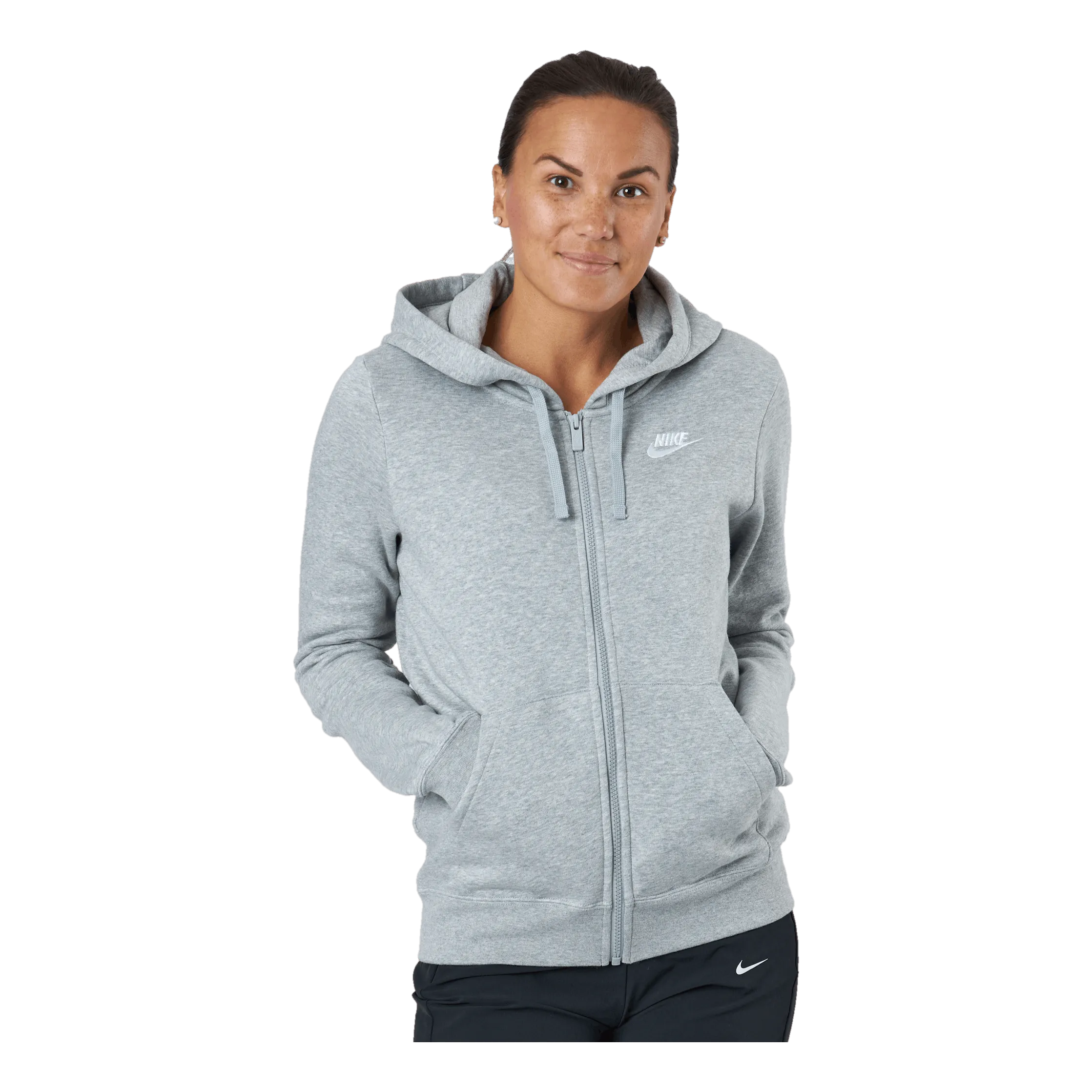 Nike Sportswear Club Fleece Women's Full-Zip Hoodie DK GREY HEATHER/WHITE