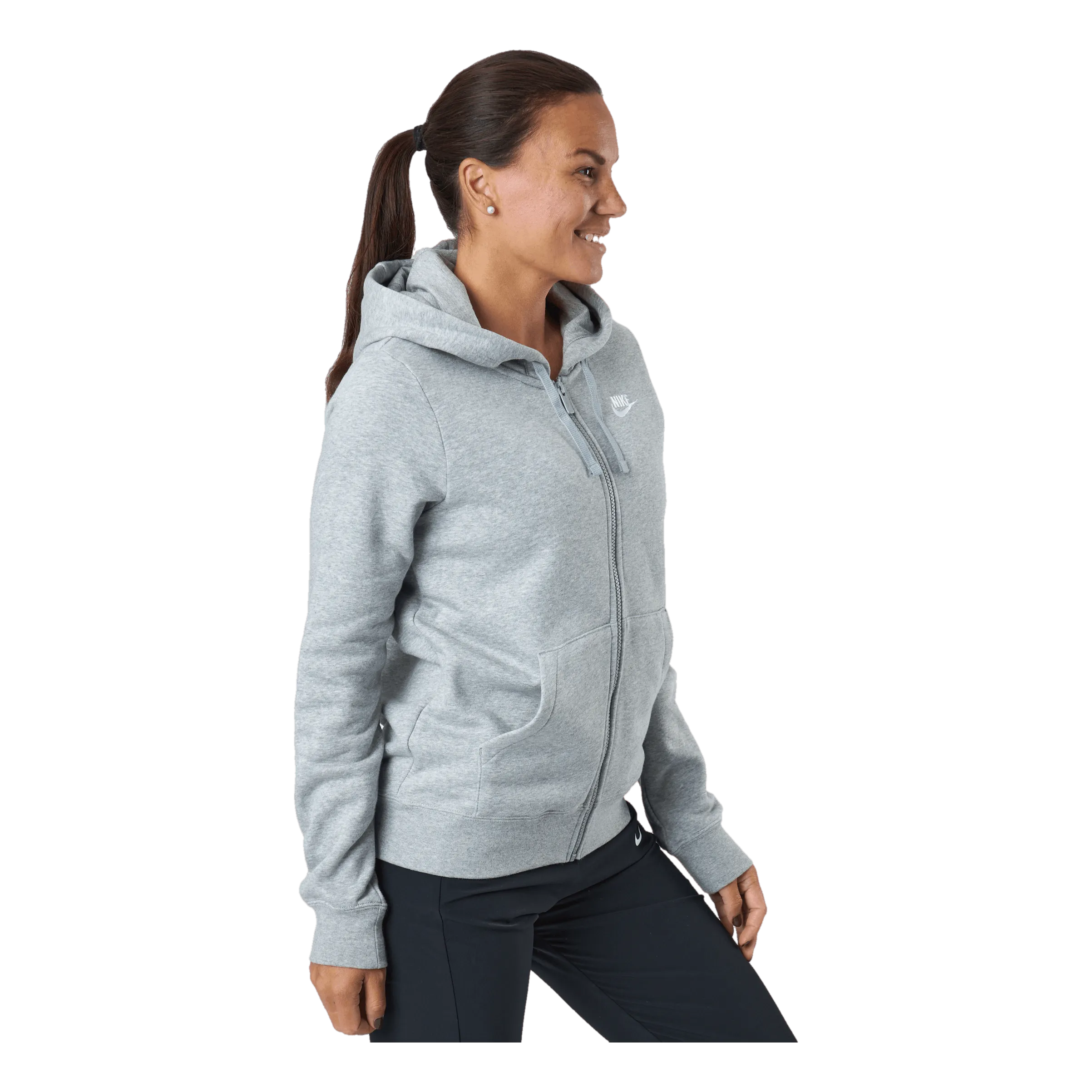 Nike Sportswear Club Fleece Women's Full-Zip Hoodie DK GREY HEATHER/WHITE