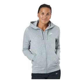 Nike Sportswear Club Fleece Women's Full-Zip Hoodie DK GREY HEATHER/WHITE