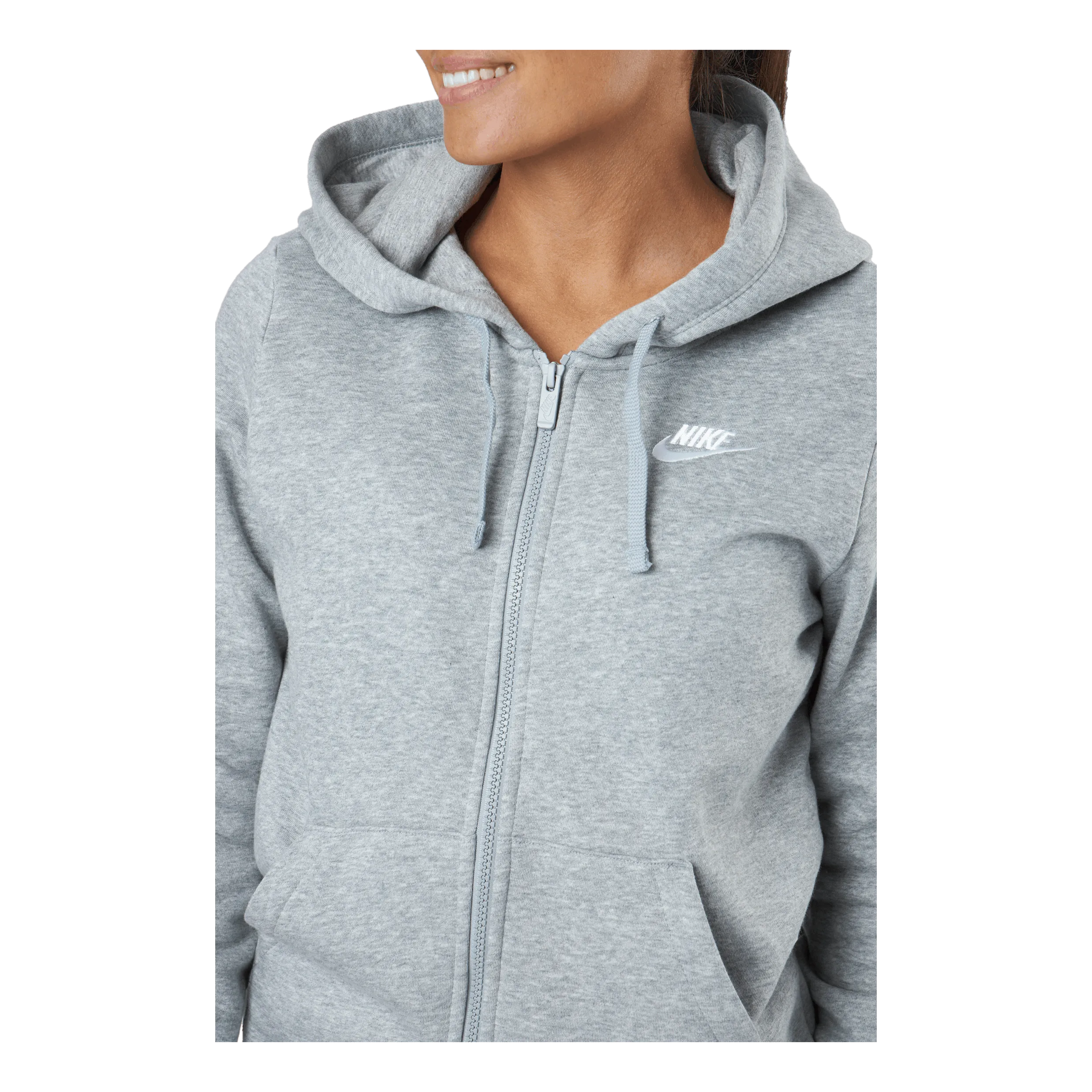 Nike Sportswear Club Fleece Women's Full-Zip Hoodie DK GREY HEATHER/WHITE