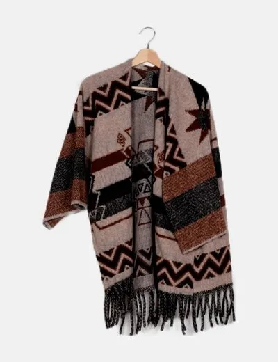 NoName Poncho estampado étnico