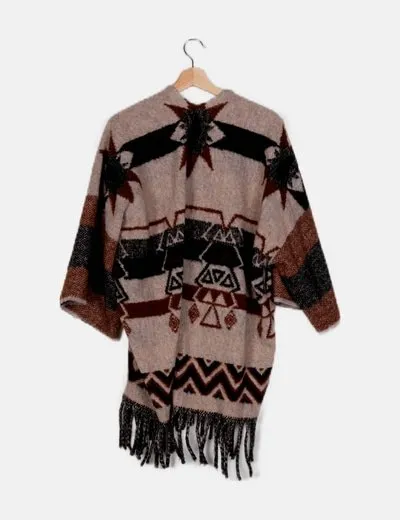 NoName Poncho estampado étnico