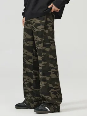 Pantalones cargo sueltos con patchwork de camuflaje para hombre