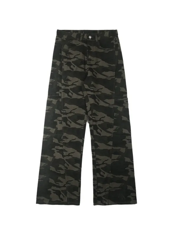 Pantalones cargo sueltos con patchwork de camuflaje para hombre