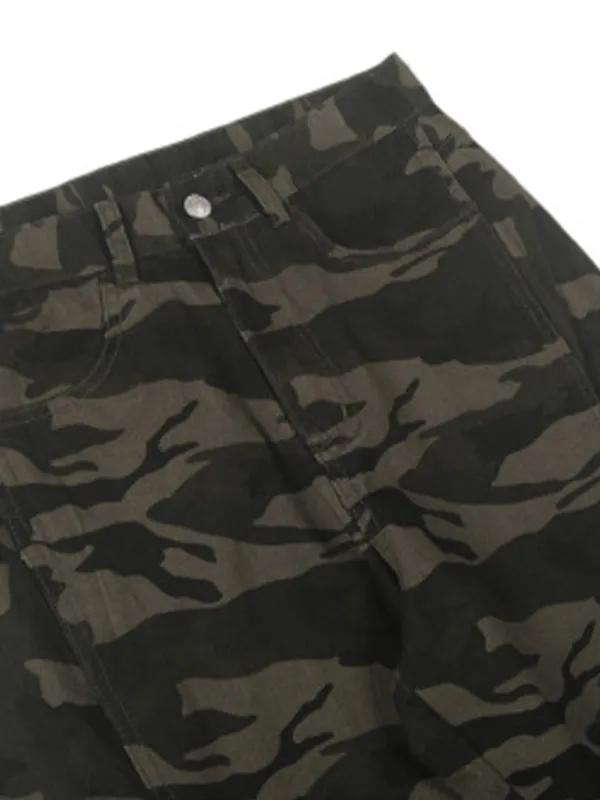 Pantalones cargo sueltos con patchwork de camuflaje para hombre