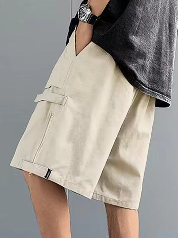 Pantalones cortos de bolsillo grande con diseño de velcro y cremallera para hombre