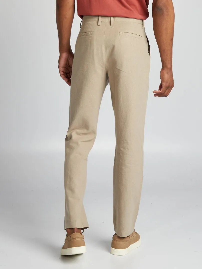 Pantalón chino de lino - GRIS