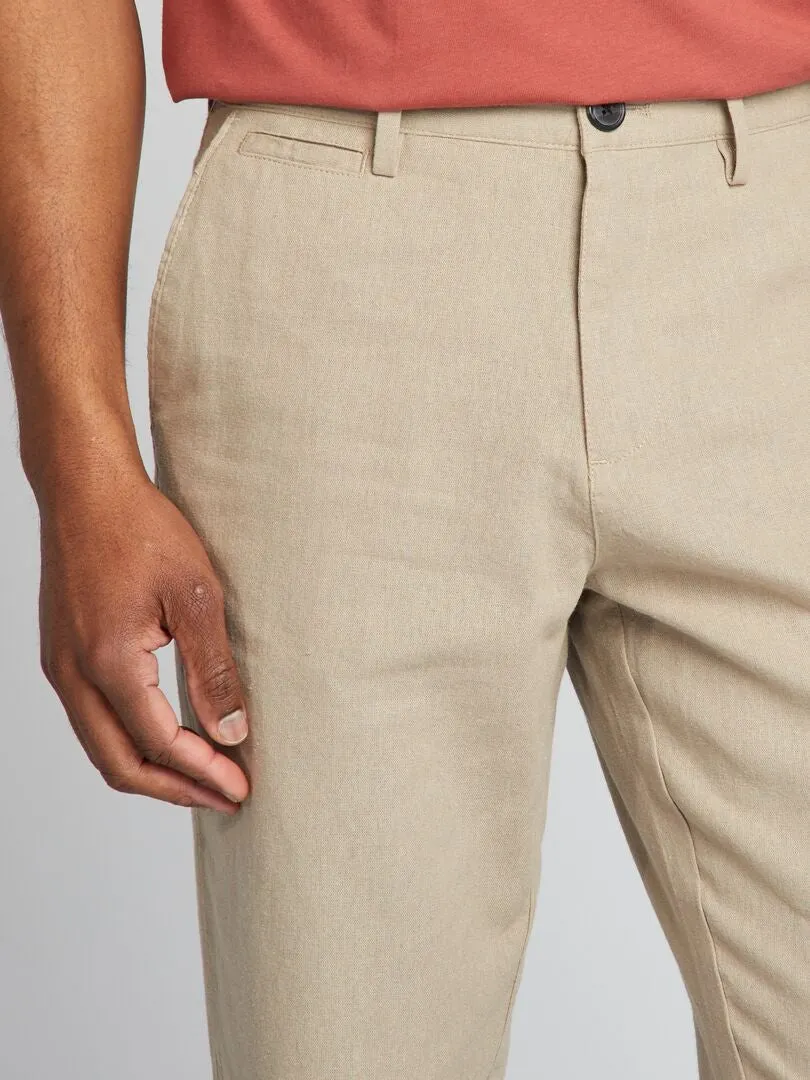 Pantalón chino de lino - GRIS