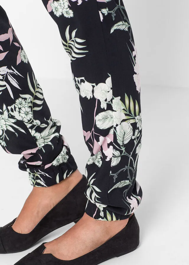 Pantalón con cinturilla elástica Negro estampado