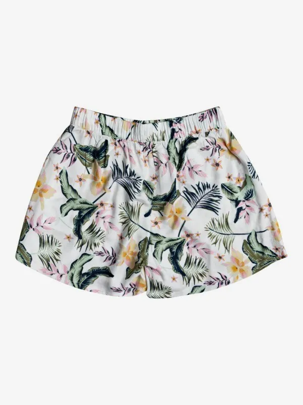 Pantalón corto ROXY short para playa para niña Ho Hey SNOW WHITE RG PRASLIN (wbk9) Ref. ERGNS03087 blanco flores tropical