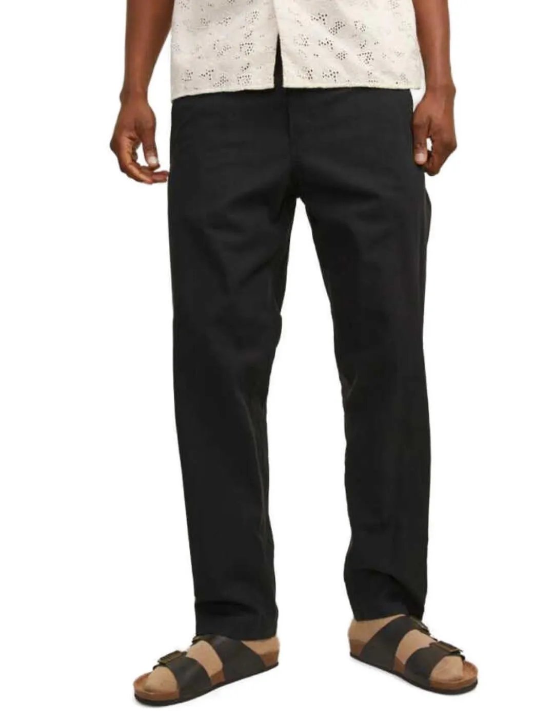 Pantalón Jack&Jones Jogger negro de lino para hombre