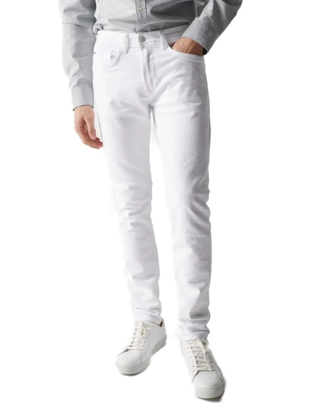 Pantalón Salsa de sarga slim blanco para hombre