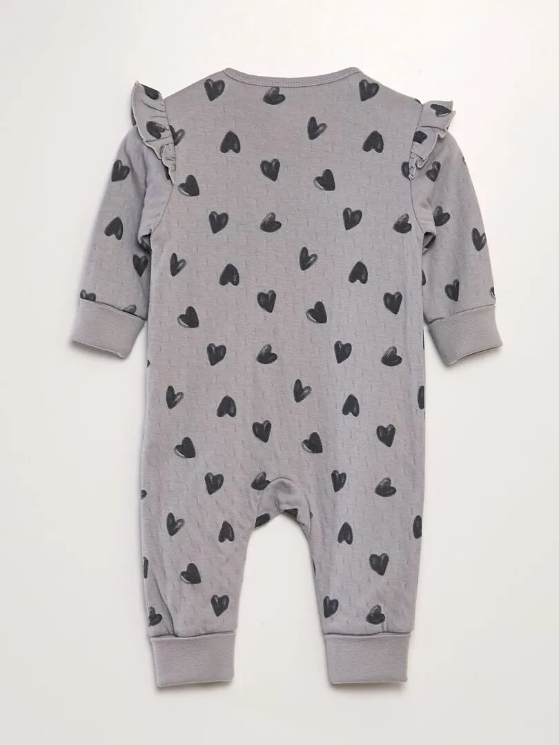 Pelele sin pies con estampado de corazones - GRIS