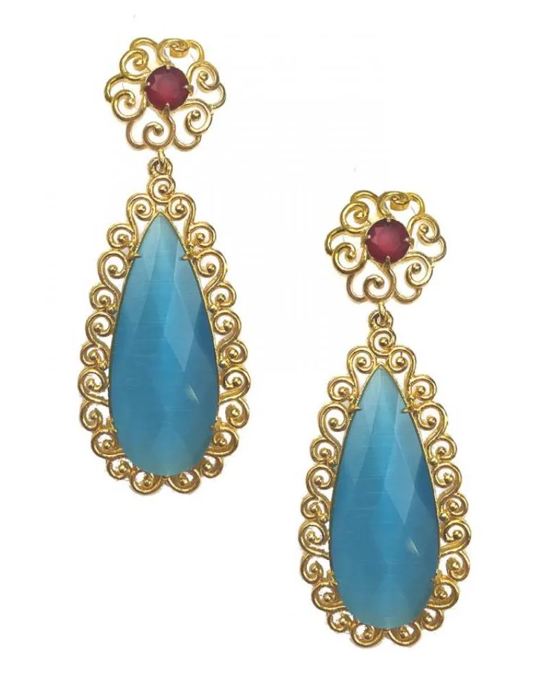 PENDIENTES LARGOS AZUL TURQUESA PARA SER LA INVITADA PERFECTA