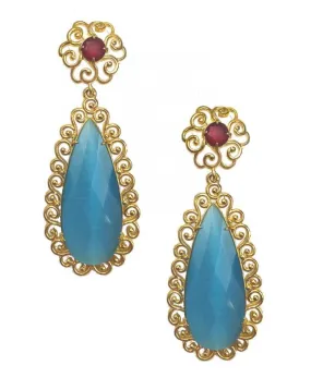 PENDIENTES LARGOS AZUL TURQUESA PARA SER LA INVITADA PERFECTA