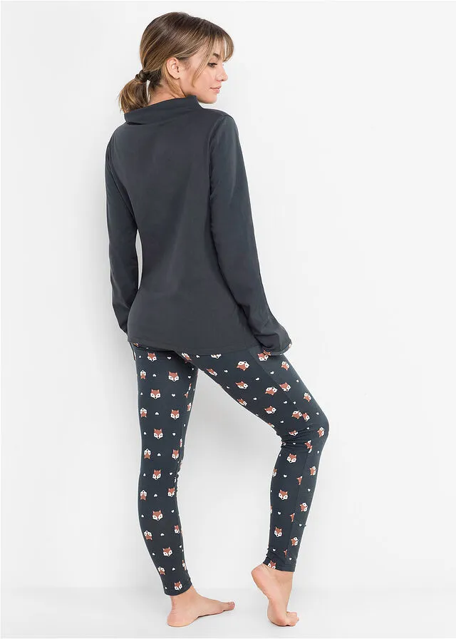 Pijama con leggings Azul grisáceo estampado