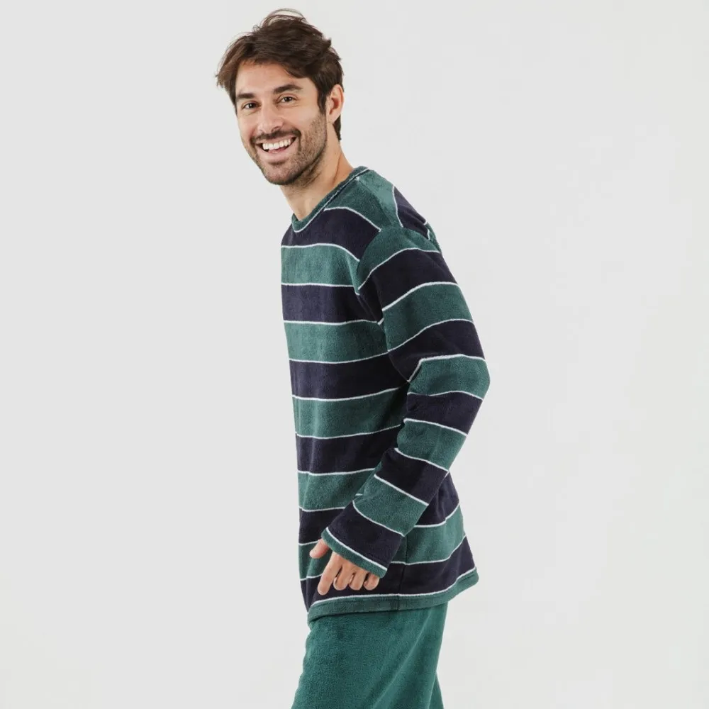 Pijama coral hombre Lorenzo verde