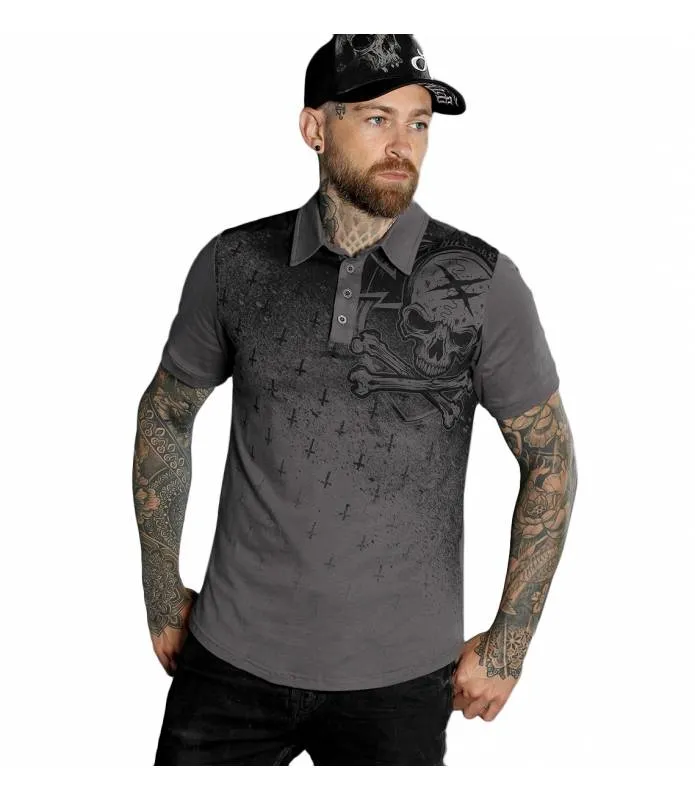 Polo Hombre Grave manga corta gris HYRAW FW22-M23