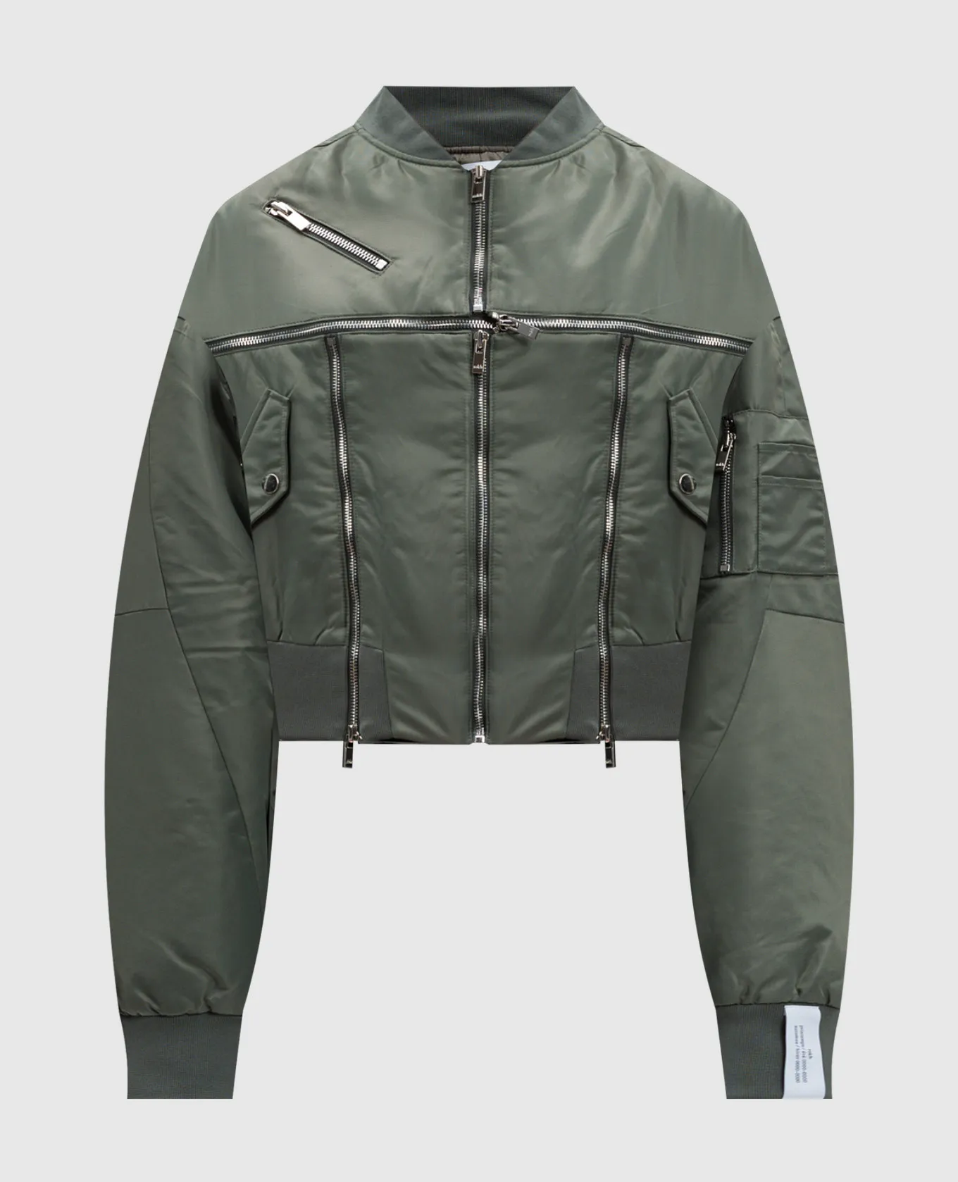 Rokh Green cropped bomber jacket