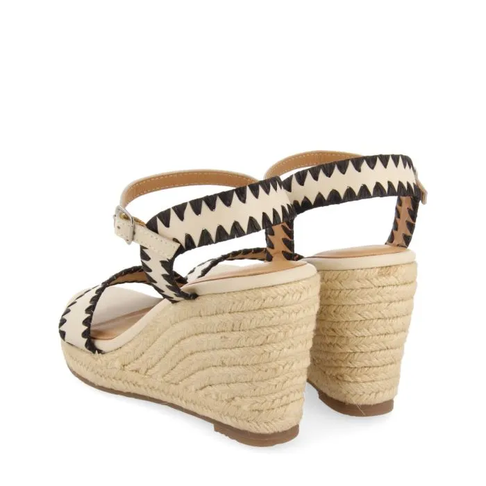 Sandalias de piel GIOSEPPO Meiva con pespuntes y cuña de yute